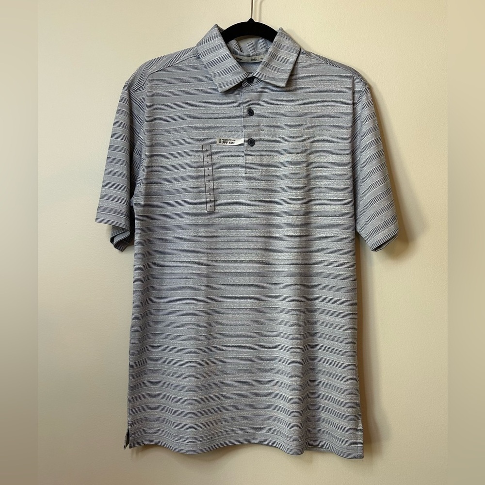 Walter Hagen 11 Majors Polo Fine Line Stripe Polo Navy